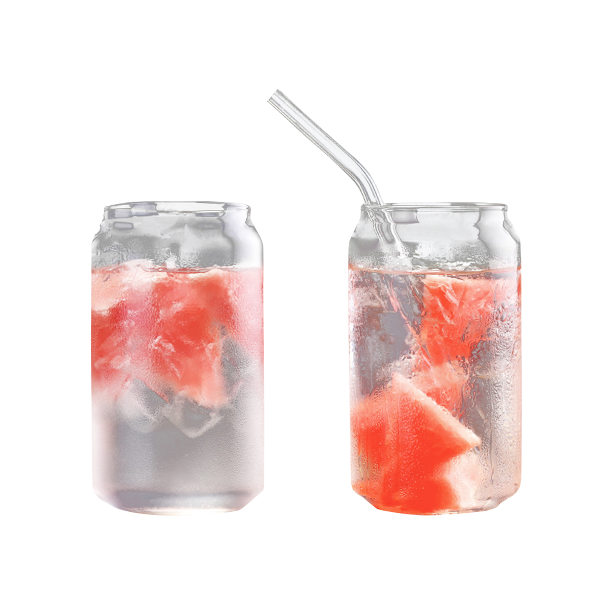 Can Shaped Glass Cup with Straw (350ml / 550ml)